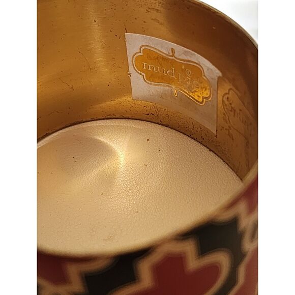 Mudpie Red & Black Geometric Cuff Bracelet โ Gold Tone Wide Enamel Adjustable - Picture 6 of 6